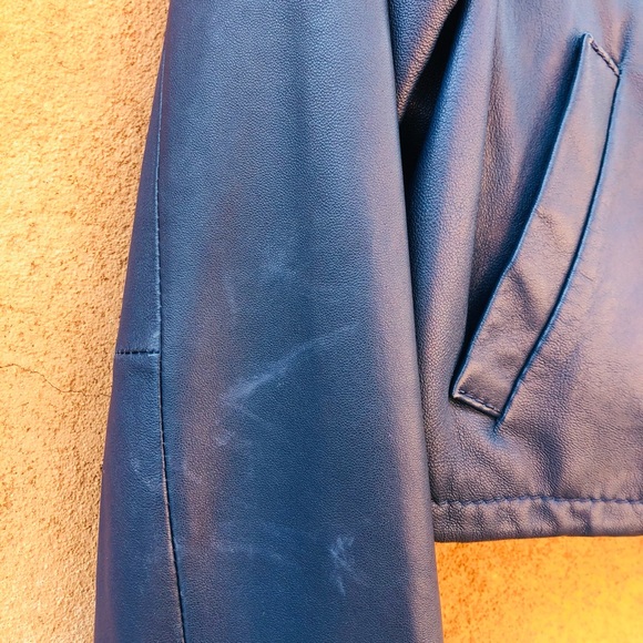 🔥SOLD🔥 Leather Blue Cropped Hoodie Jacket - Picture 8 of 14